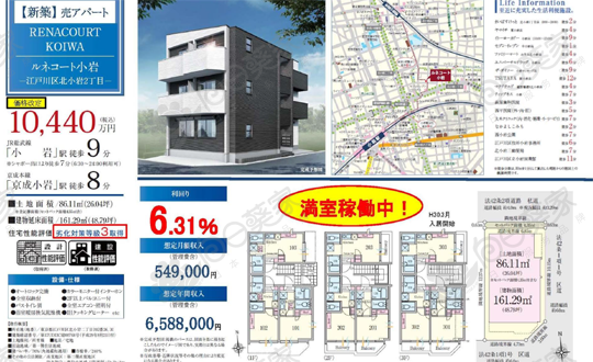 日本东京都江户川区北小岩新建公寓整栋608万