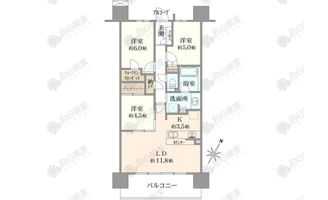日本东京都北区东十条自住3居室公寓