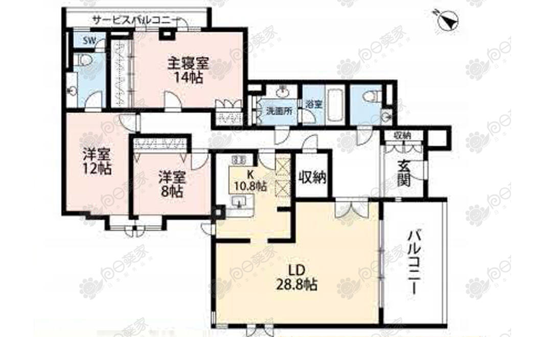 日本东京都港区元麻布十番小高层3居室公寓