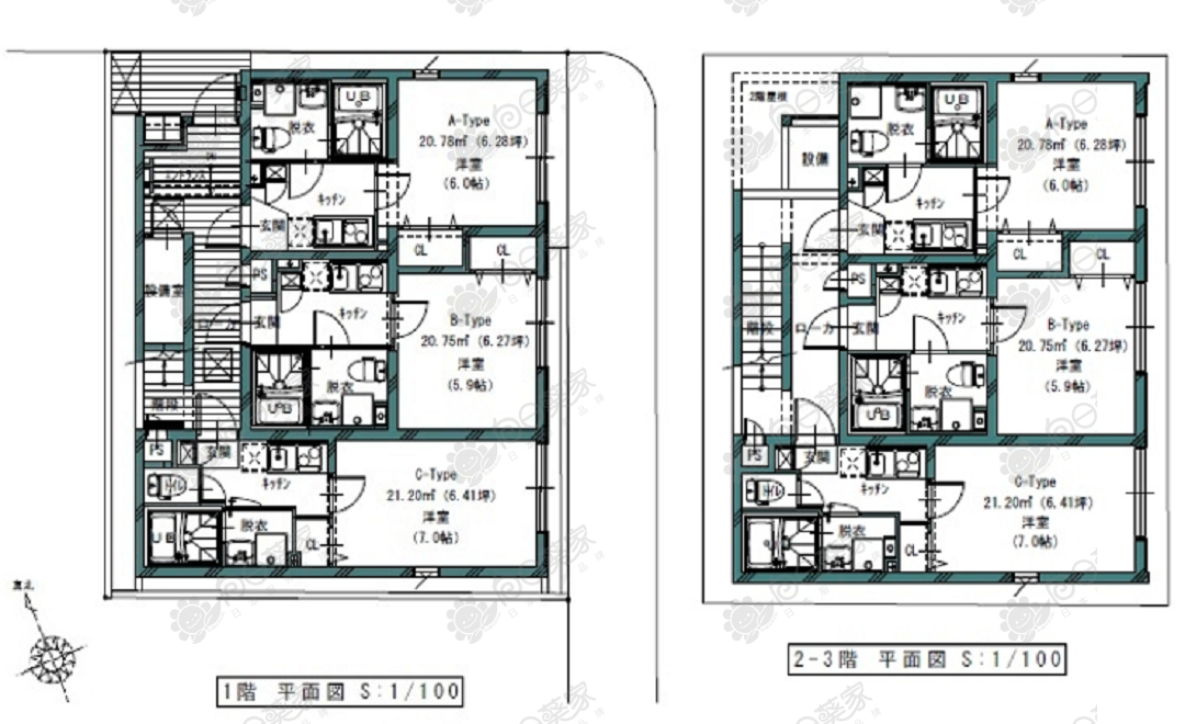 公寓1-3层户型图