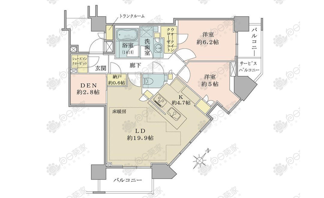 日本东京都中央区新川2居室塔楼公寓